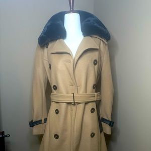 The kooples Paris women coat with leather from  Bloomingdale size 32 beige color